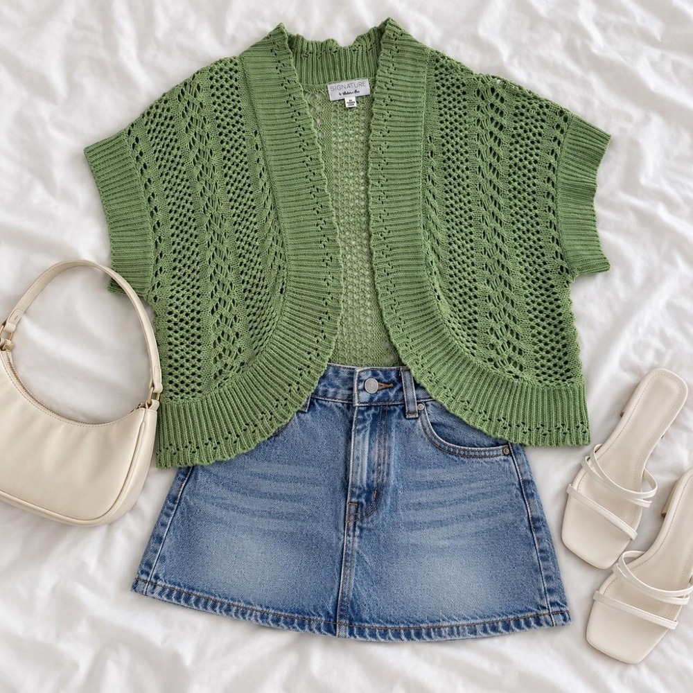 Green fairy Knit Cardigan  Y2K Signature by Robbie Bee size 14